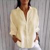 Women's Casual Blouses Spring Fall Fashion Print Solid Color 3/4 Sleeves POLO Neck Shirts