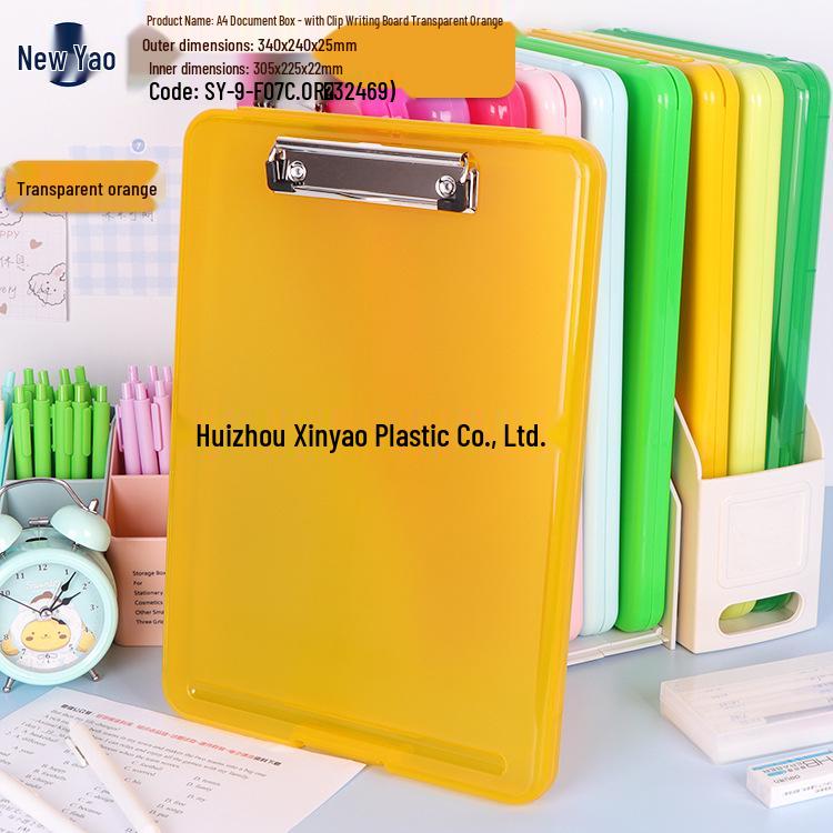 Large Capacity A4 File Box with Pen Slot & Clipboard for A5 Paper Storage