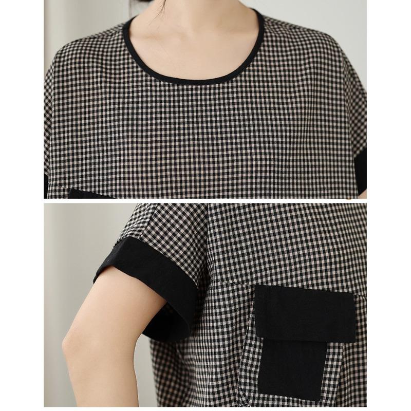 DIMANAF 2026 Plus Size Pants Suits Women Sets Suits Summer Vintage Loose Tops Shirts Long Pants Cotton Linen Casual Black