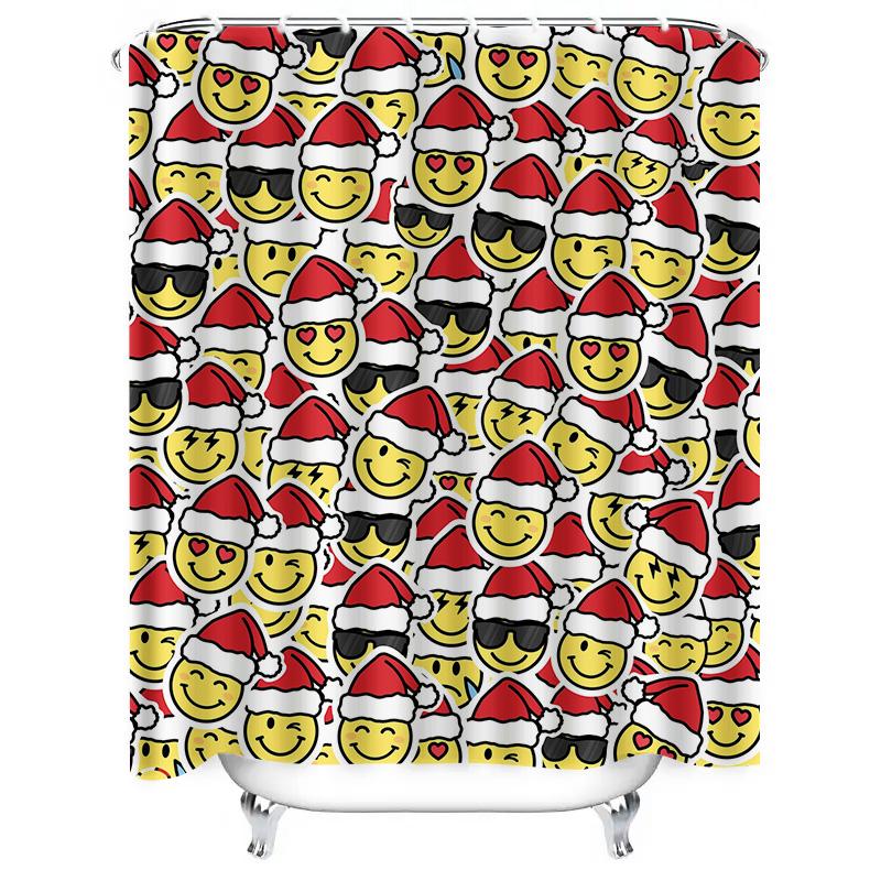 Tuniu Funny Santa Claus Shower Curtain Cute Christmas Shower Curtain for Bathroom Santa with Sunglasses Design