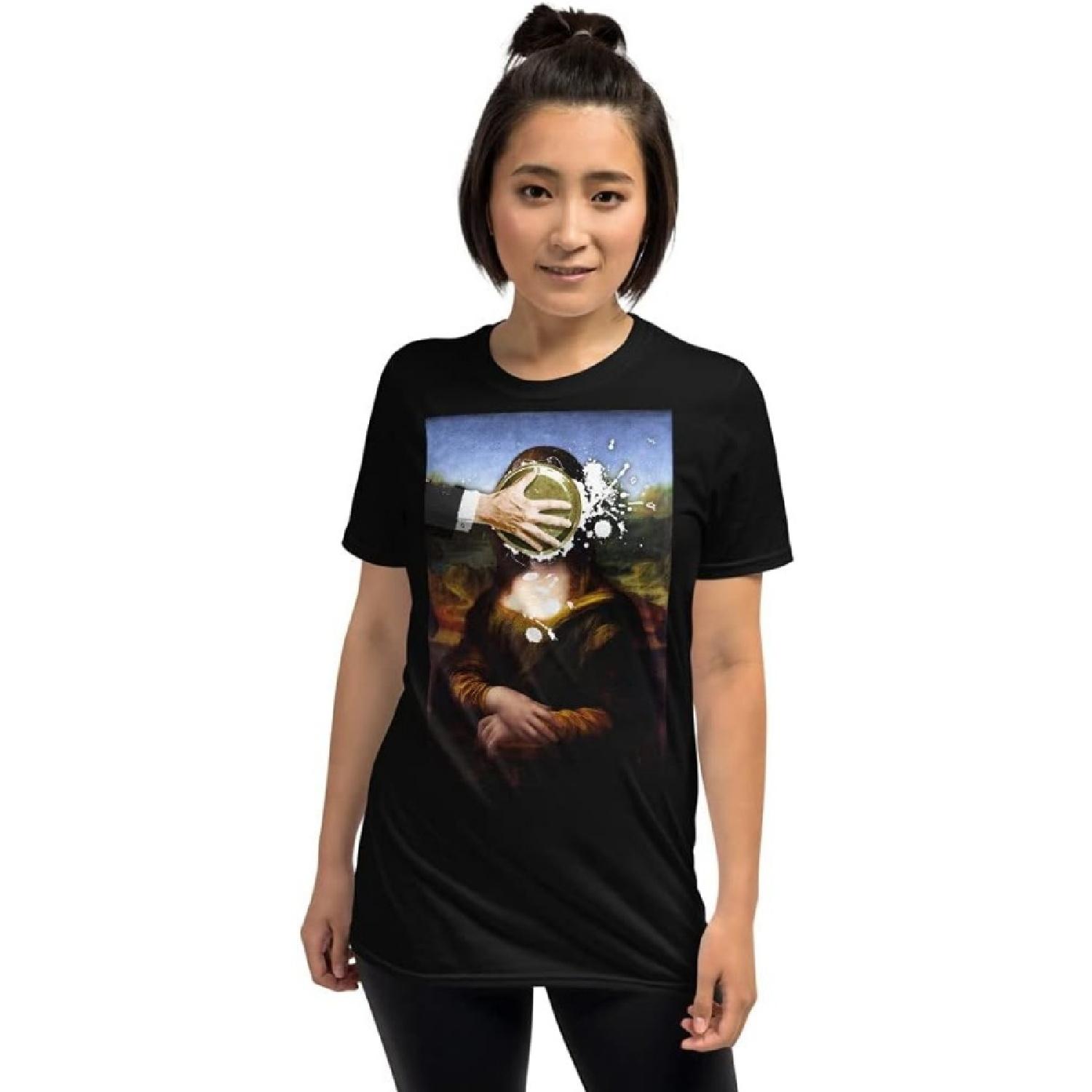 

Pie in The Face Mona Lisa Short-Sleeve Unisex T-Shirt, Black, Large XXXXXL чорний