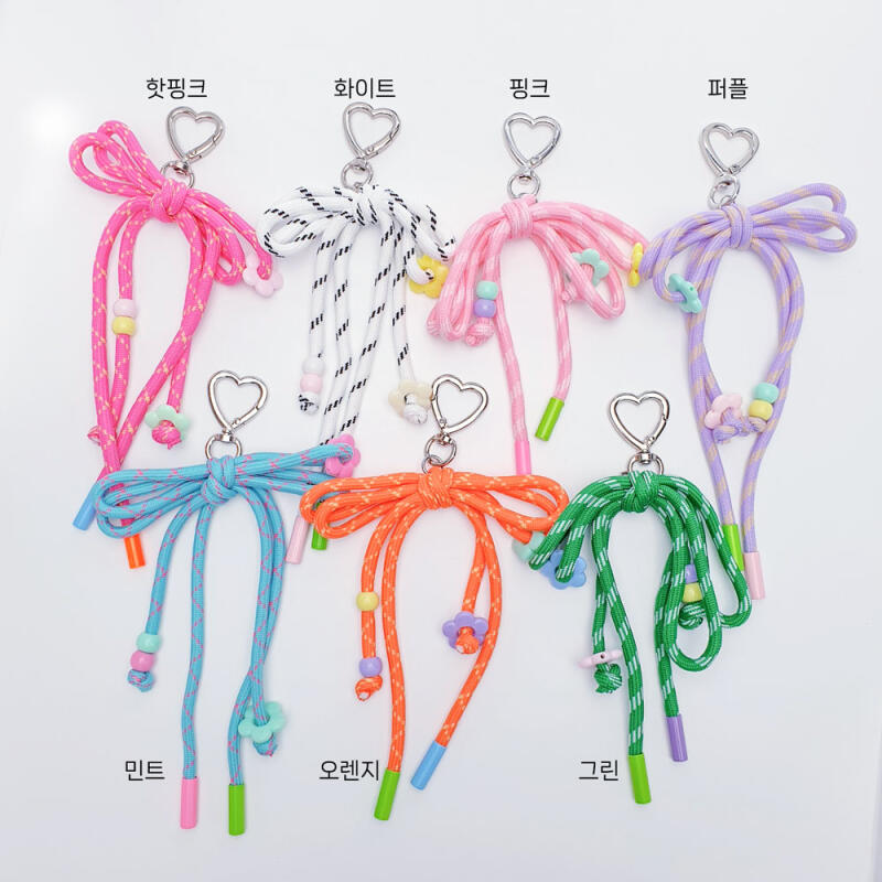Heart Loop Ribbon Knot Strap Keyring Key Holder