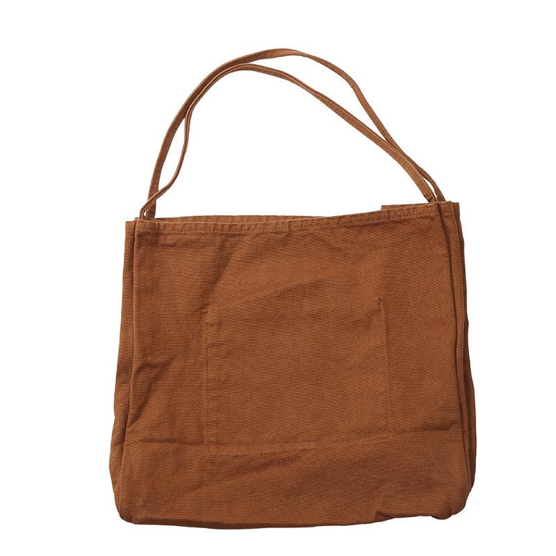 Korean Chic Large Canvas Tote Bag - Women's Versatile Single Shoulder Bag with Literary Style, Perfect for Students and Shopping.