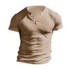 Men's 2025 Casual Ribbed Henley Button Sports T-shirt – Short Sleeve