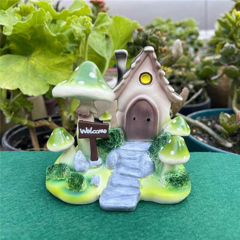 Garden Landscaping Ornaments Simulation Colorful Cartoon Mushroom House Creative Painted Lawn Garden Kindergarten Decoration Layout