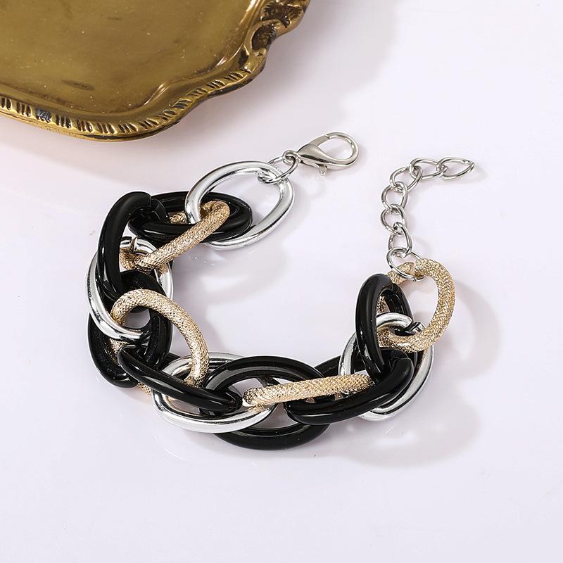 Accessories, Acrylic Leopard Geometric Colored Aluminum Chain Bracelet, Hip Hop Rough Jewelry For Women
