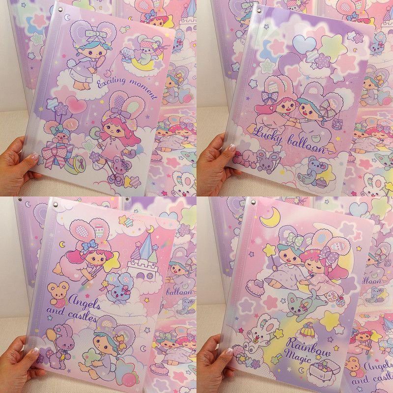 

A4 Thickened Transparent Book Cover Slide Grip Report Cover Primary and Secondary School Students Stationery Paper Bar File Folder Document Folder Star Paradise-4 Pack