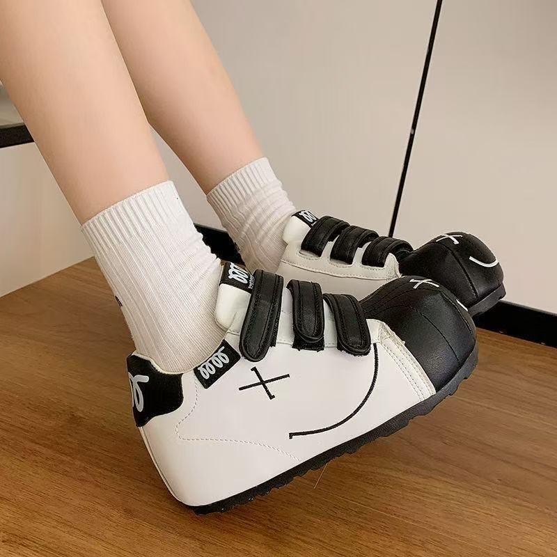 Ugly Cute Big Head New Velcro Versatile Sports Little White Shoes Casual Board Shoes Inner Height Increase Bread Shoes Women