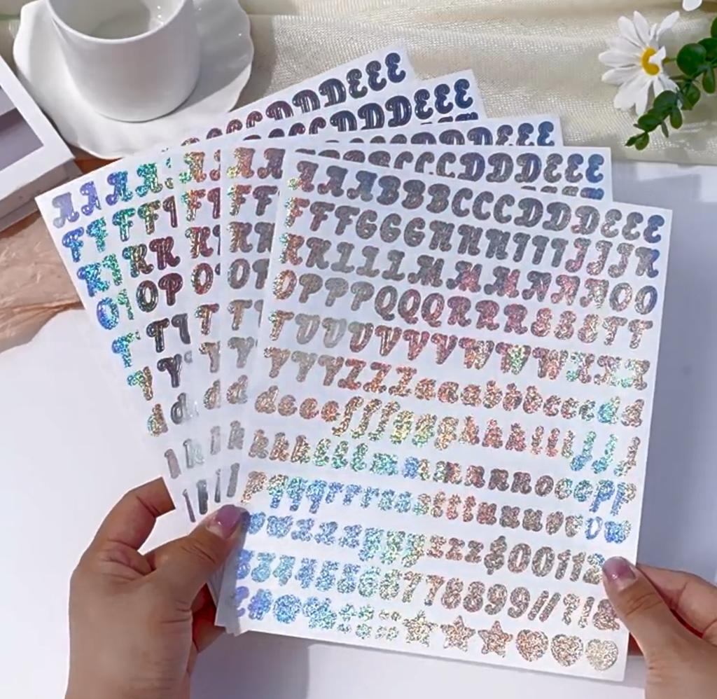 5 Sheets 0.5 Inch Art Letter Number Sticker Removable Handwritten Stationery Sticker Crafts Gifts DIY Diary Name Letter Stickers