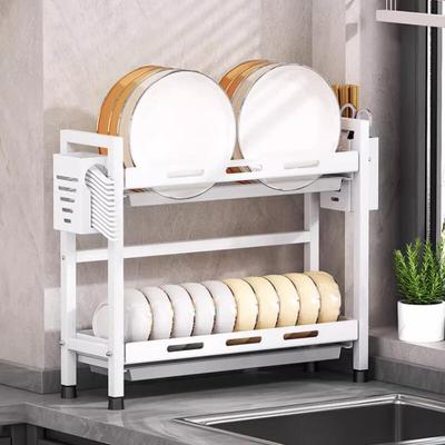 Double-Layer Dish Drying Rack with Utensil Holders