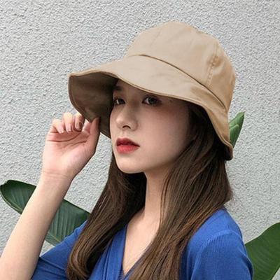 Foldable Summer Wide Brim Sunhat Outdoor Beach Bucket Hat Women Adjustable Sun Caps UV Protection Visors Fisherman Ponytail Caps