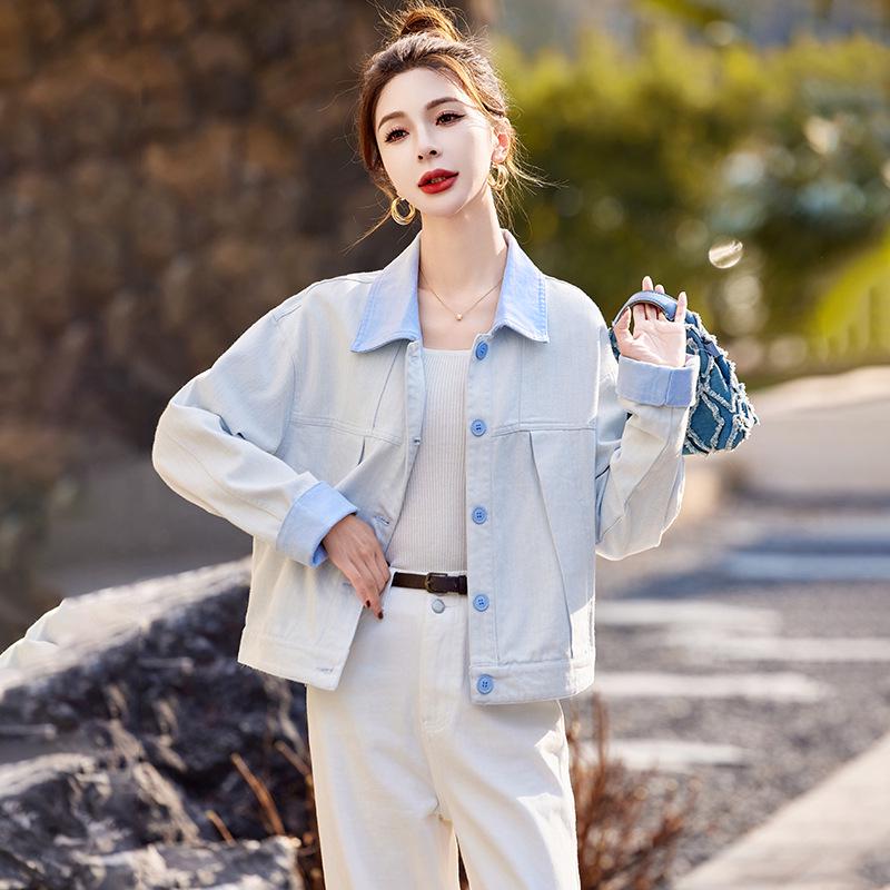 2025 Spring Women's Korean Slim Fit Washed Cotton Casual Jacket