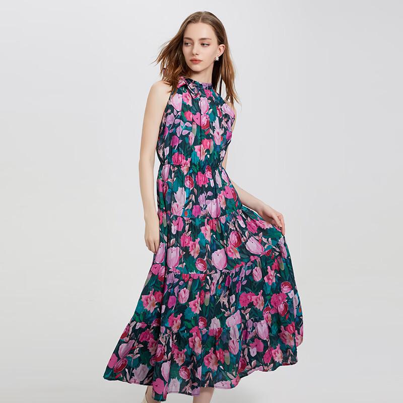 Halter Neck Sleeveless Midi Dress L