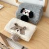 Cozy Knitted Scarf With Cute Animal Embroidery Women Winter Warm Soft Plush Neck Wrap In Gray Or Cream
