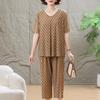 Women's Plus Size Summer 2-Piece Outfit, Ice Silk Casual Top & Capri Pants Set (3XL-7XL)