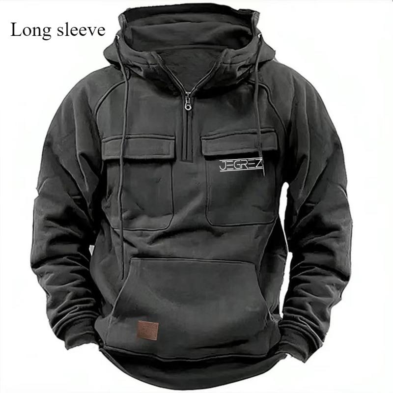 Loose Multi-pocket Solid Hooded Warm Thick Men's Hoodie New Fashion Color Long-sleeved Winter Casual Sweatshirt