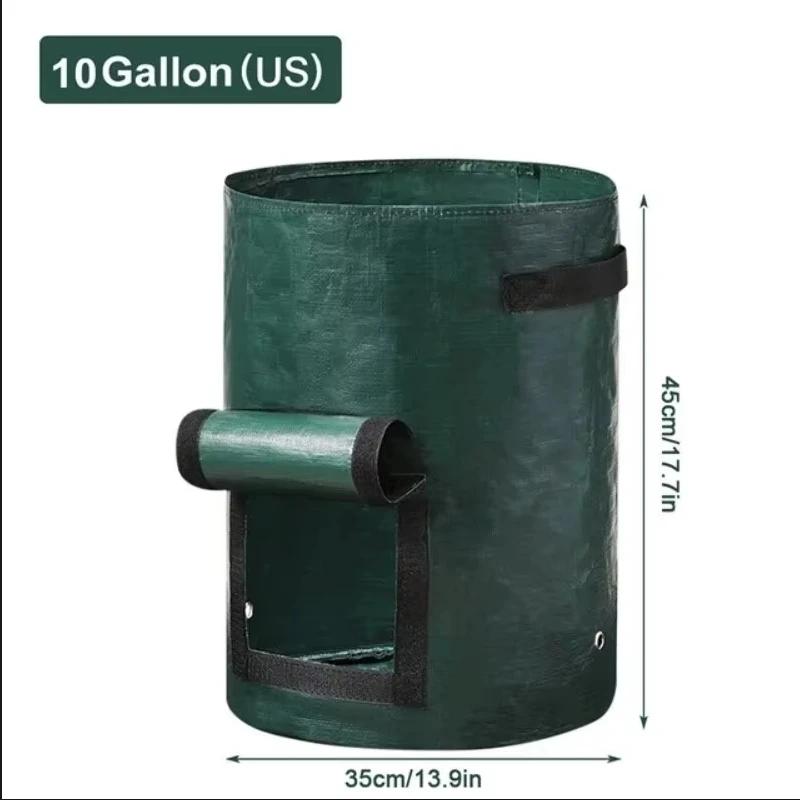 1PC Breathable Potato Planting Bucket - Dark Green Round Horticultural Meizhi Seedling Bag