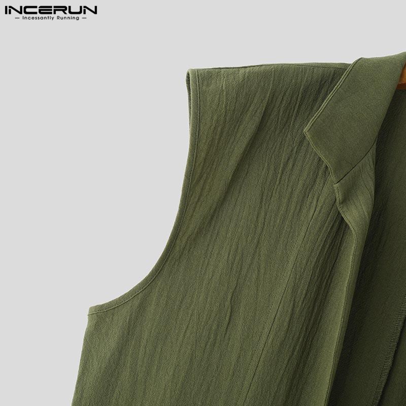 INCERUN Letní pánské kabáty s dlouhým rukávem a otevřeným výstřihem, volné, s dlouhým rukávem a otevřenou přední částí