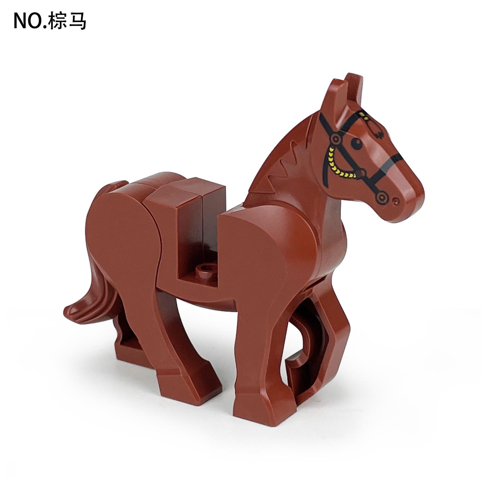 Black Horse War Horse Military Accessories Building Block Toy Single White Horse Brown Horse Small Particle Scene Miniature Scene Building Block single bag