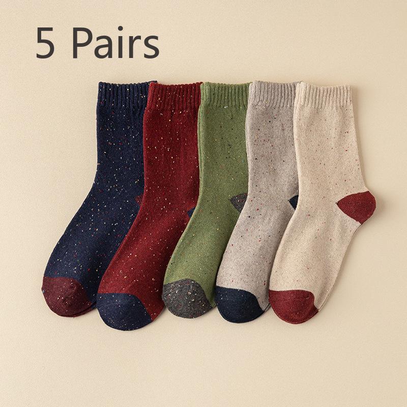 

5 пар женских зимних однотонных носков для сна и дома из точечной пряжи 5 Pairs