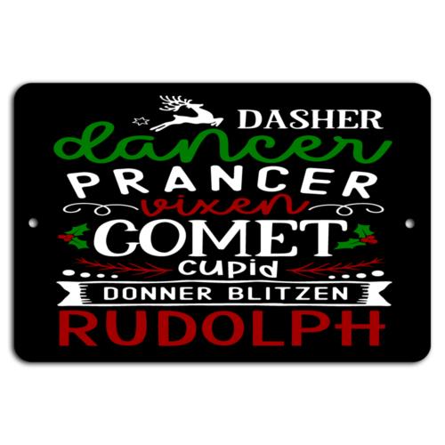 Festive Reindeer Roll Call on Rustic Black SignAluminum 20x30cm(7.8x11.8inch)