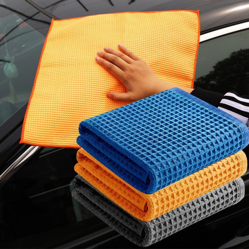 Car Wash Towel Glass Cleaning Water Drying Microfiber Window Clean Wipe Auto Detailing Waffle Weave for Kitchen Bath Home Office