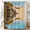 Beach Shower Curtain Coastal Rock Sand Blue Waters Print Home Decoration Decorative Bath Rug 3D Printed Waterproof Fabric Polyes