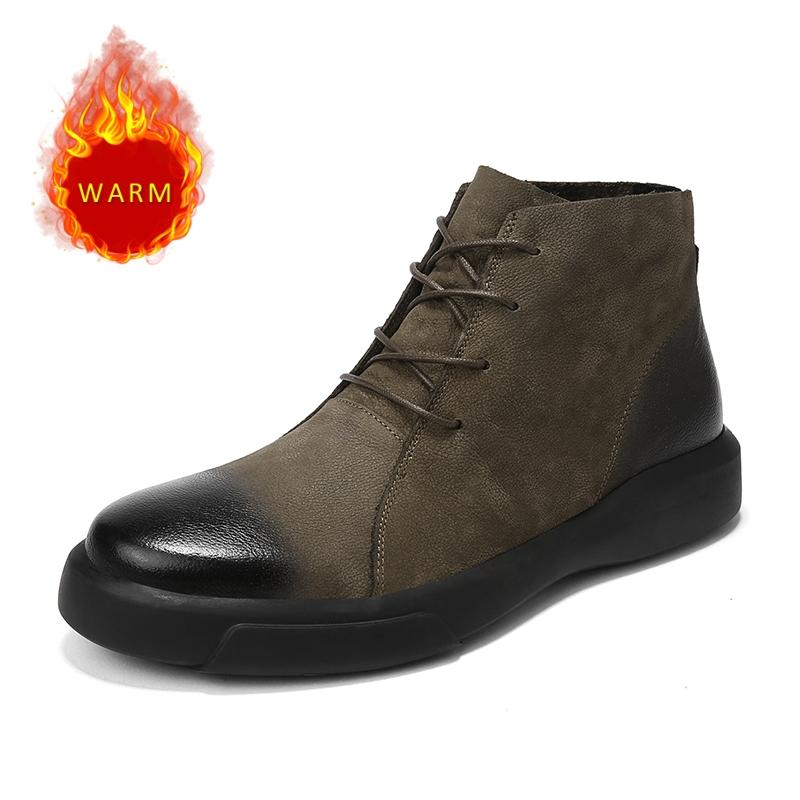 Fashion 2024 Winter Hot Selling Men's Business Short Boots Soft Soles Soft Surfaces Men's Leather Casual Shoes Cotton Ankle Boots