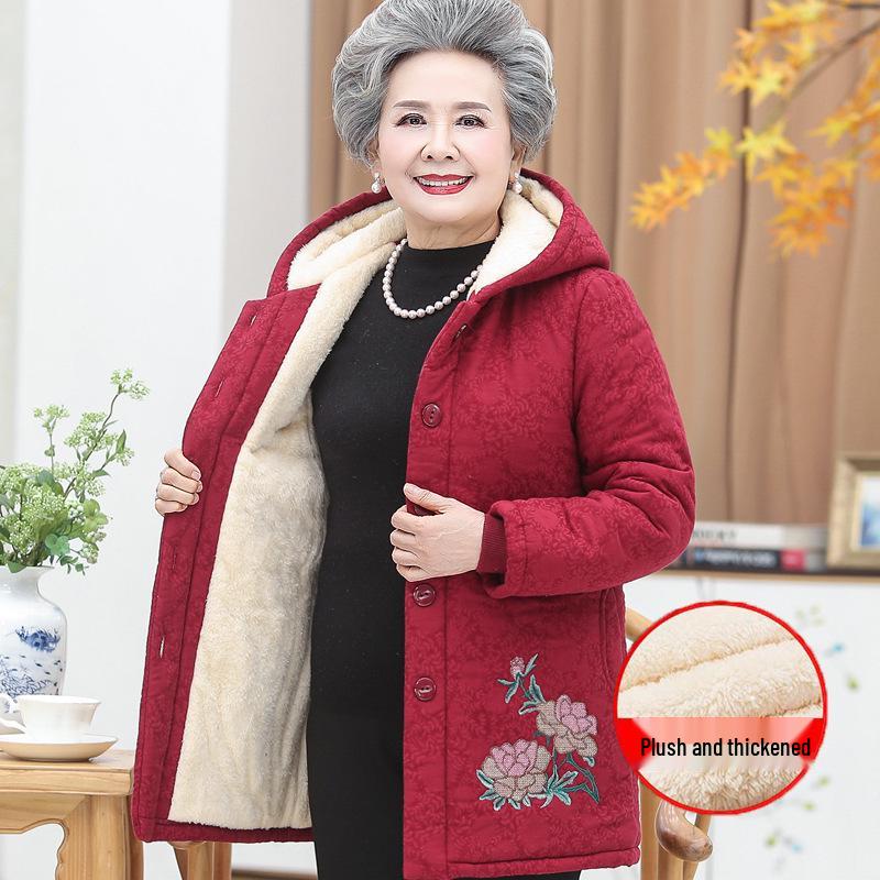 Damen Winterjacke aus Baumwolle mit Samt für Mittelalte und Ältere