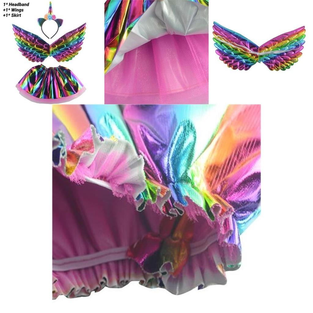 Fünf Baby Fortune Einhorn-Kostümset Regenbogen Gold Silber Kinderparty-Auftrittskleidung