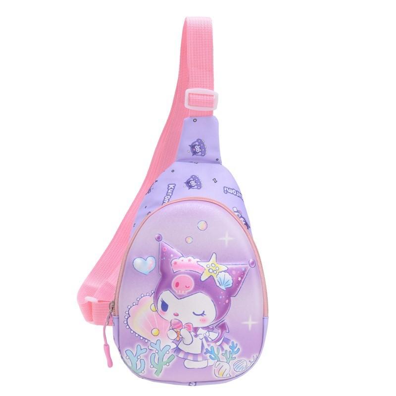 Kuromi Kids Cartoon Chest Bag With Polyester Material For Daily School Use