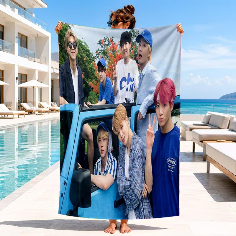 kpop Group Portrait Beach Towel, Microfiber Beach Towel, Perfect For Pool, Beach, Travel, Home Decor Beach Party Fan gifts