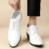 Fashion Brand Men'S High-Heeled Banquet Pointed Casual Leather Shoes Classic White Lace Up Men'S Comfortable Wedding Cuban Shoes