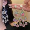 Exaggerated Design Dangle Earrings Colored Crystal Tassel Earrings  Women's Jewelry