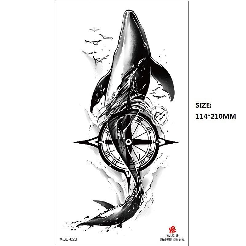 

Мужская благоприятная наклейка с изображением животного, нарисованная вручную, цветная, временная, водонепроницаемая, имитация татуировки 114*210MM