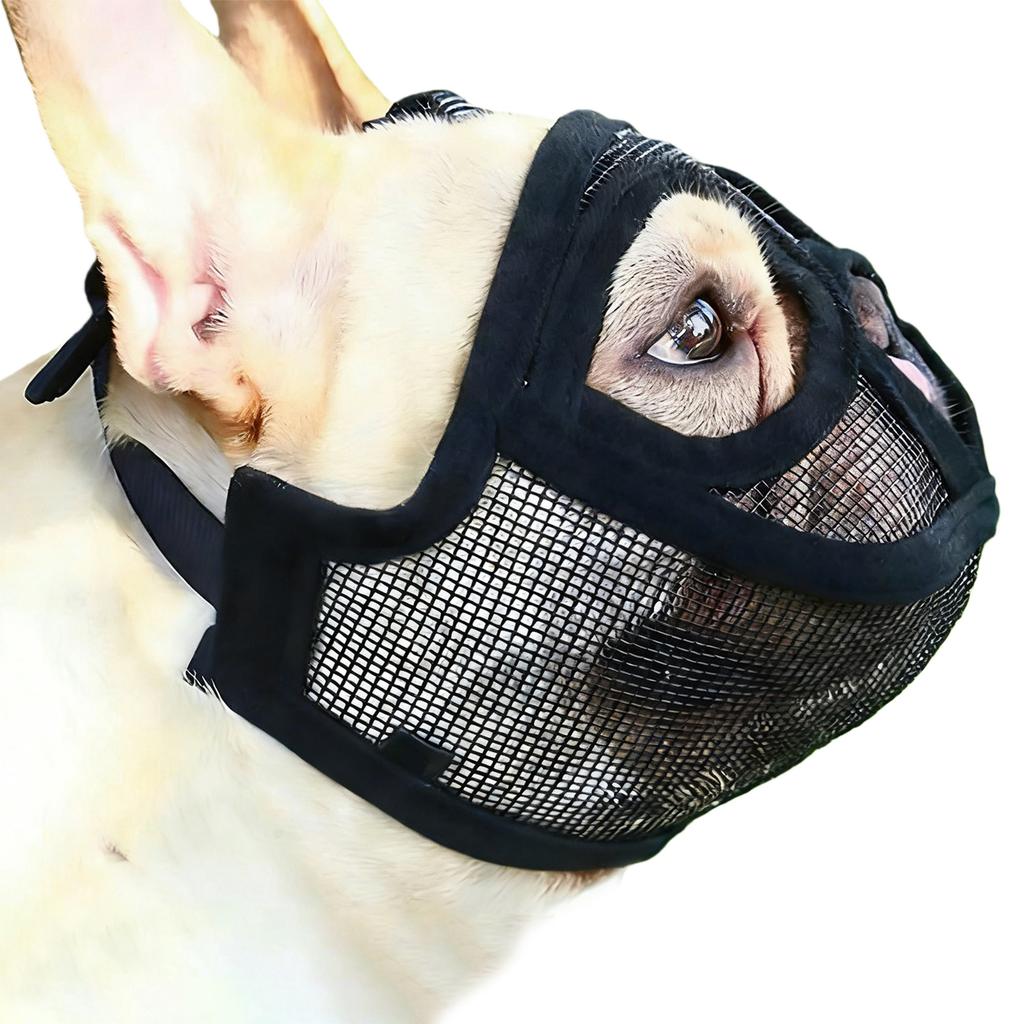 French Bulldog Muzzle with Mouth Opening & Enlarged Eye Holes Allows Panting Drinking & Feeding for French Bulldog Pug Shih Tzu