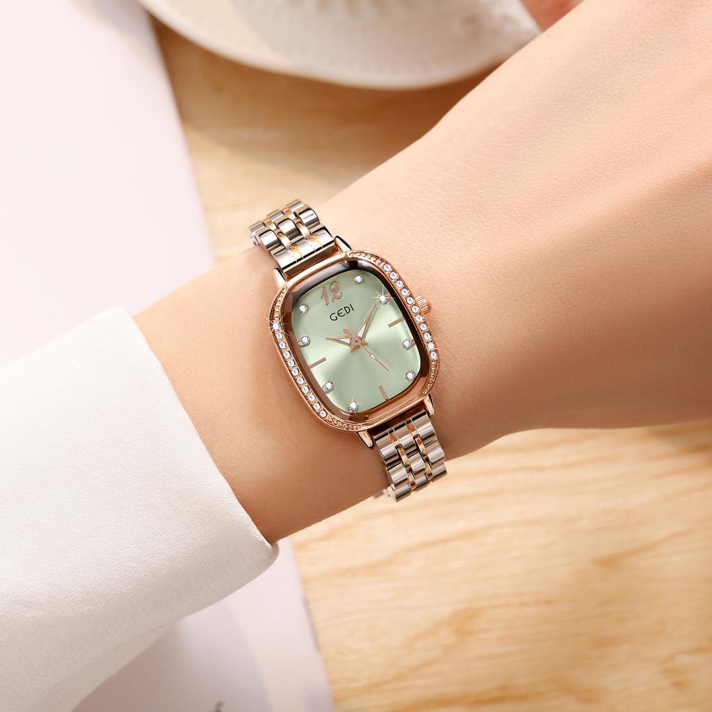 Light Luxury Diamond-Encrusted Oval Women'S Watch Compact Room Gold Stainless Steel Student Watch Waterproof Quartz Women'S Watch