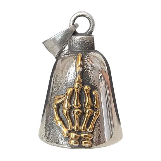 Skeleton Hand Pendant Necklace Motorcycle Biker Bell Pendant Necklace Flip-off Hand Bell Charm Necklace Gift for Men Women
