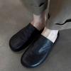 Soft Sheepskin~ One-pedal Lazy Leather Bag Head Sandals Women's Summer Black Commuting Versatile Wear Muller Half Slippers