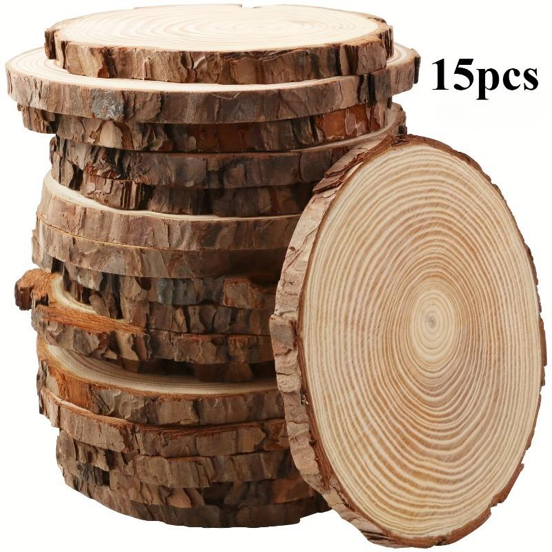 10/15/20pcs 11.94-13.97cm Unfinished Wood Slices for Centerpieces Round Wood Trays with Bark Wooden Cookie Rings Craft Christmas
