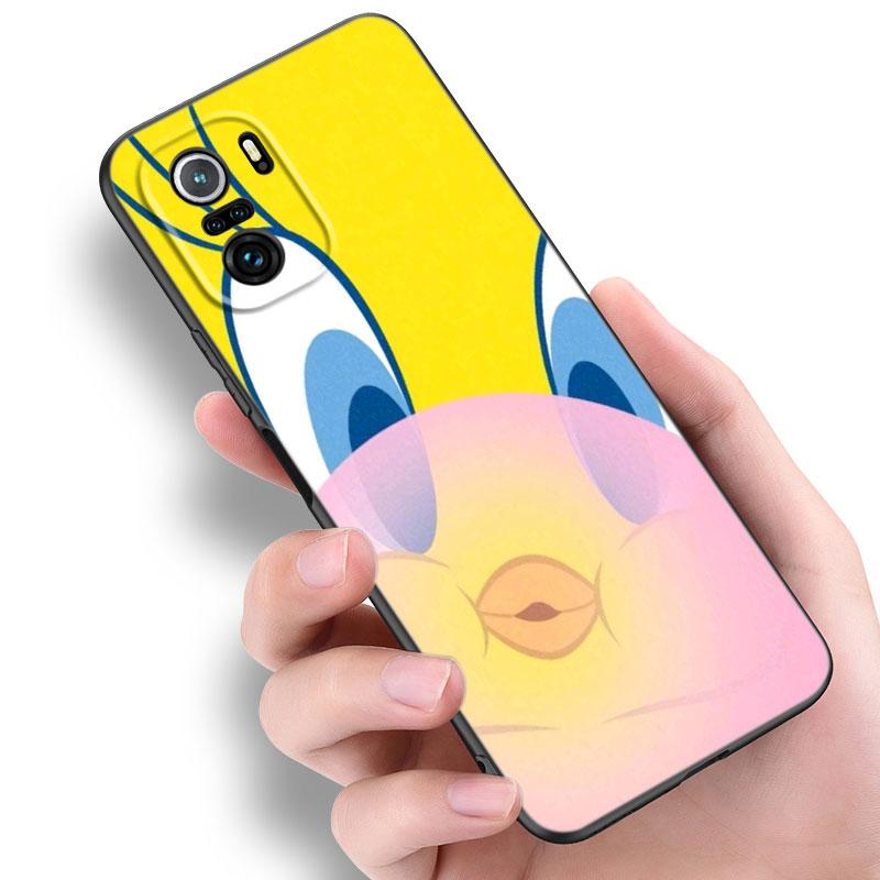 Yellow Cartoon Bird Black Silicone Phone Case For Xiaomi POCO X3 X4 NFC F4 GT F5 F6 M3 M4 M6 X5 X6 Pro 5G M5 C55 C65