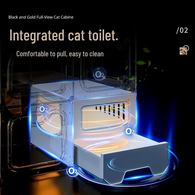 COSY Panoramic Transparent Cat Villa with Integrated Litter Box