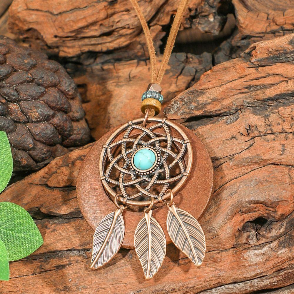Elegant Turquoise Shell Pendant Women Fashion Brown Pendent Necklaces Boho Long Neckalce  Jewelry