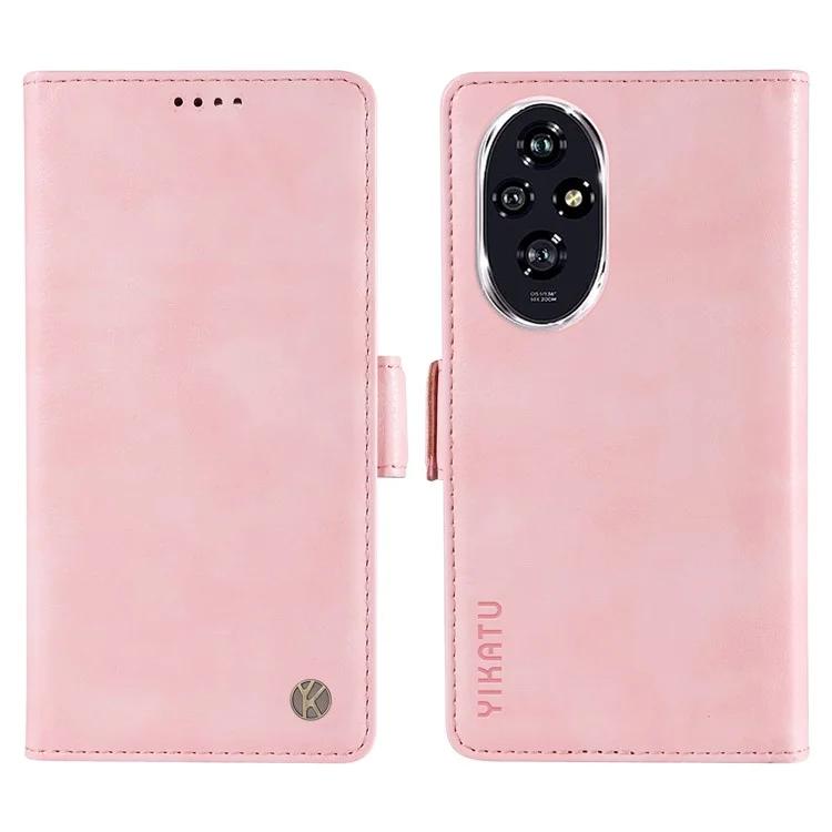 

YK-007 For Honor 200 5G Stand Phone Case PU Leather Anti-Drop Wallet Cover - Pink