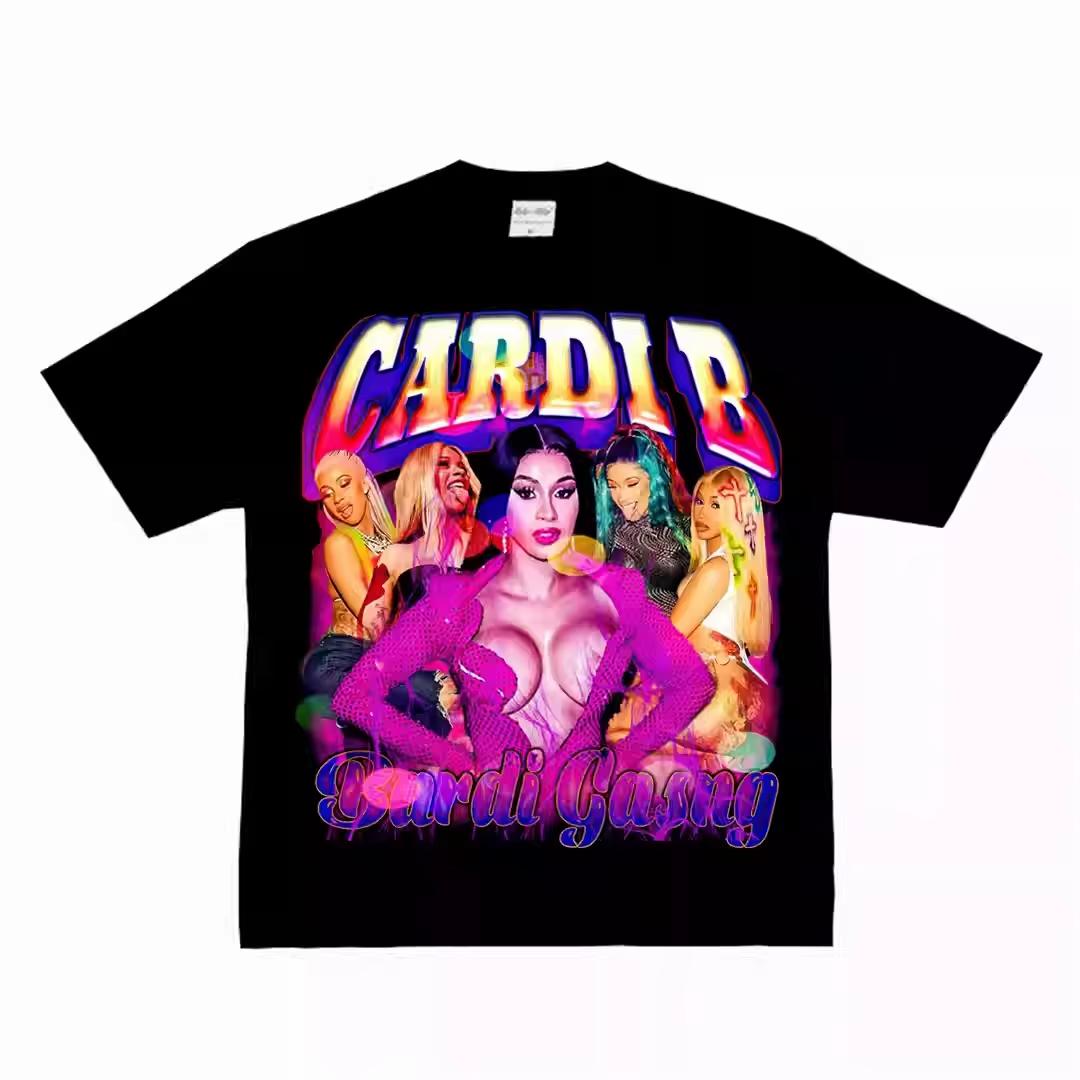 

Cardi B Collage Graphic T-Shirt Soft Cotton Bold Rap Glam Unisex Loose Crew Neck Streetwear Summer Casual Tees 4XL