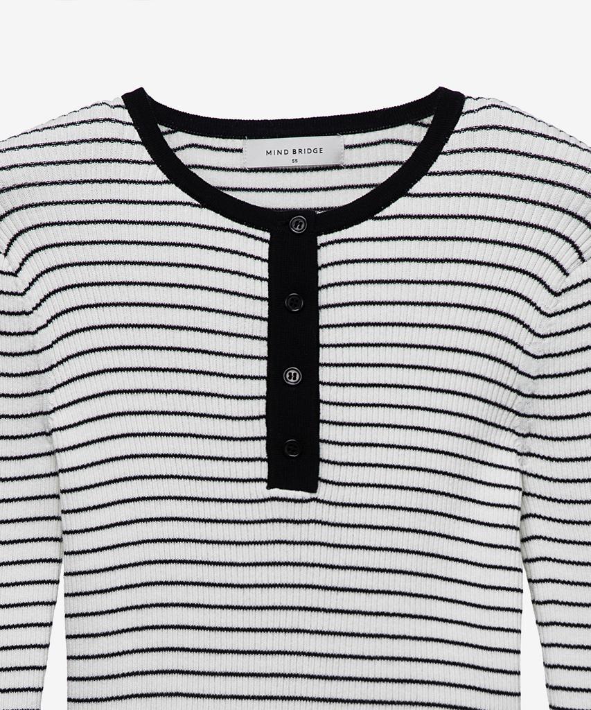 MIND BRIDGE WOMEN [W] Henley Neck Striped Knit
