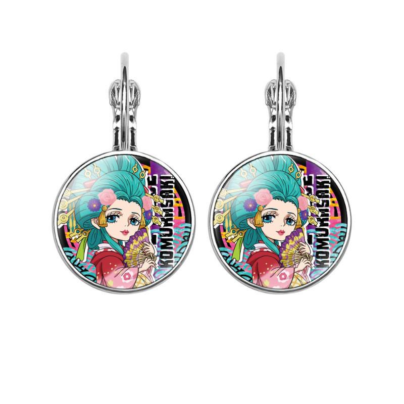Stylish One Piece Anime Sanji Gemstone Earrings Fashion Metal Ear Jewelry