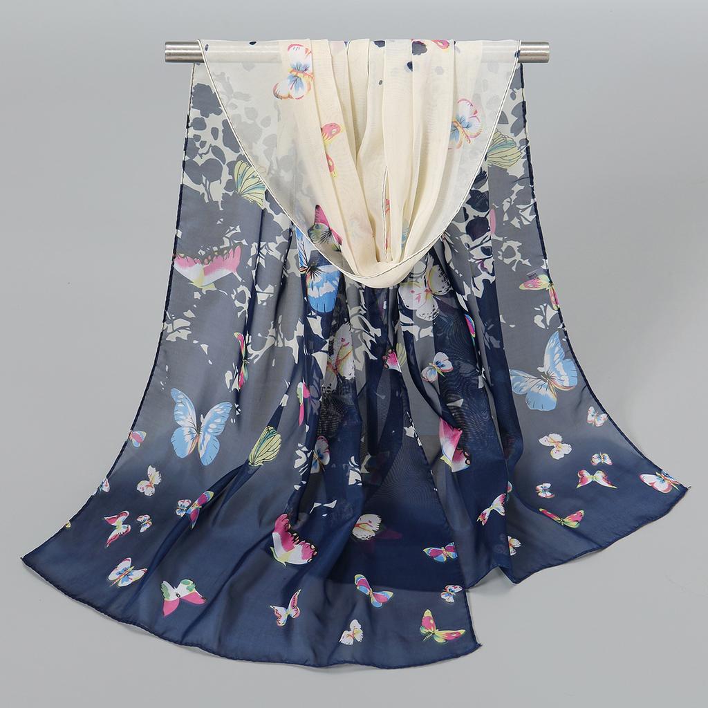 Luxury Chiffon Silk Scarf Spring Summer Scarf Women Head Scarf Beach Shawls Bandana Headband Muslim Hijabs Black Scarf/Scarves