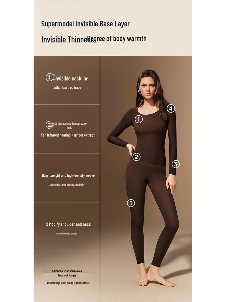 Women's 2025 Herbal Warm Thin Invisible Base Layer - Skin Beautifying Heat-Generating Autumn Clothing Set