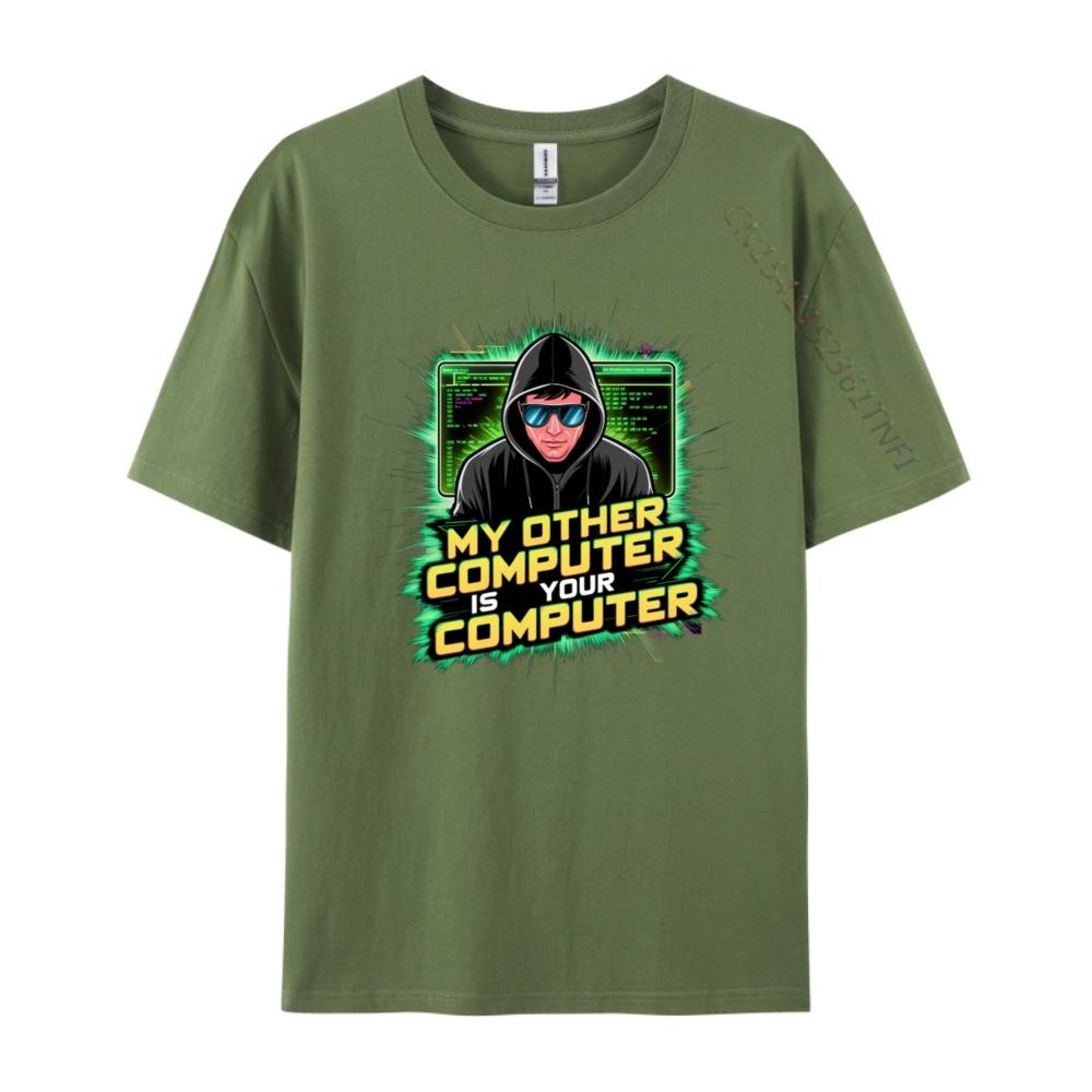 Lustiger Hacker Techie Mein Anderer Computer Ist Dein Computer Luxus T-Shirt Klassische Marke Kleidung Vaporwave